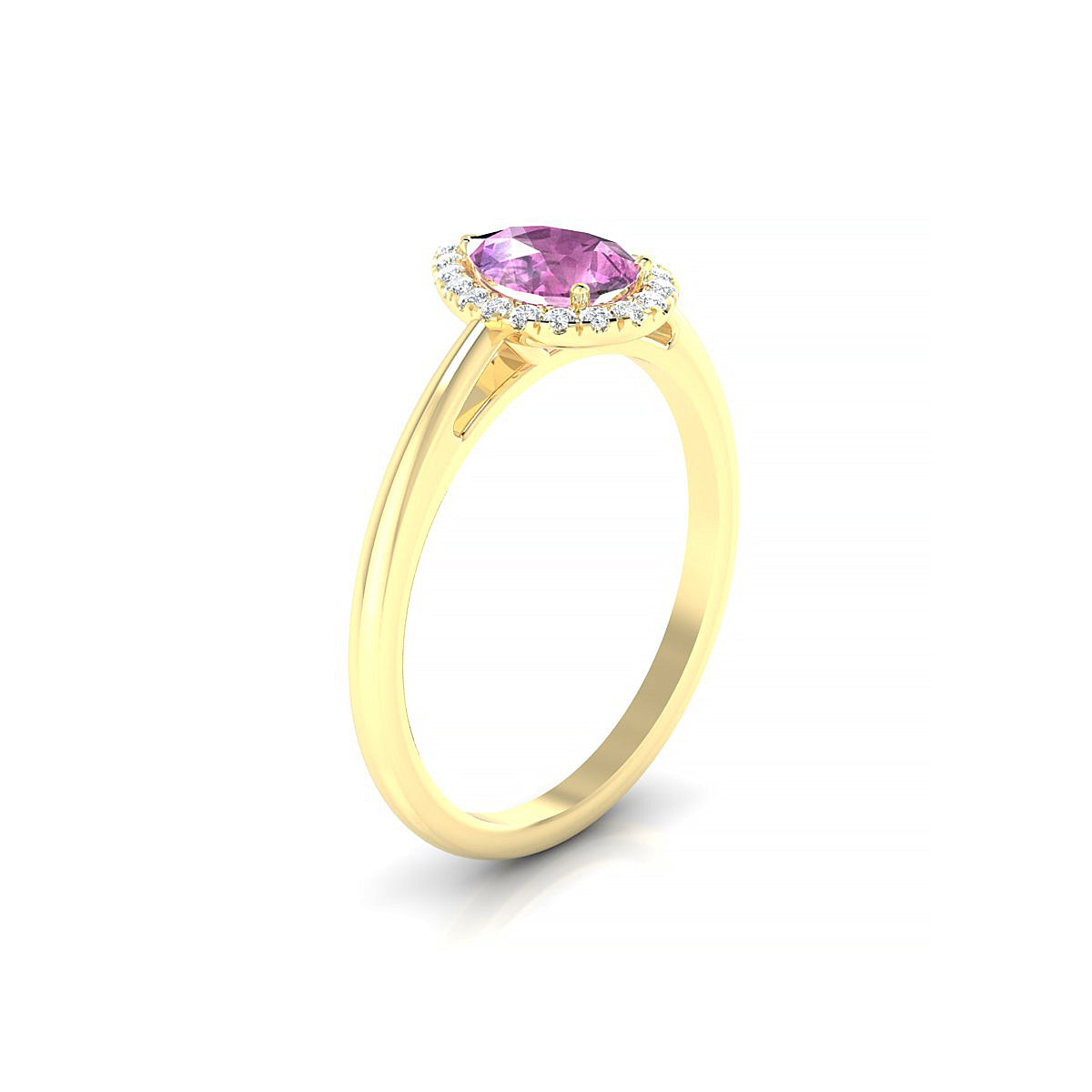 Solar | 18k Yellow Gold 7 x 5 mm Pear Pink Sapphire Ring