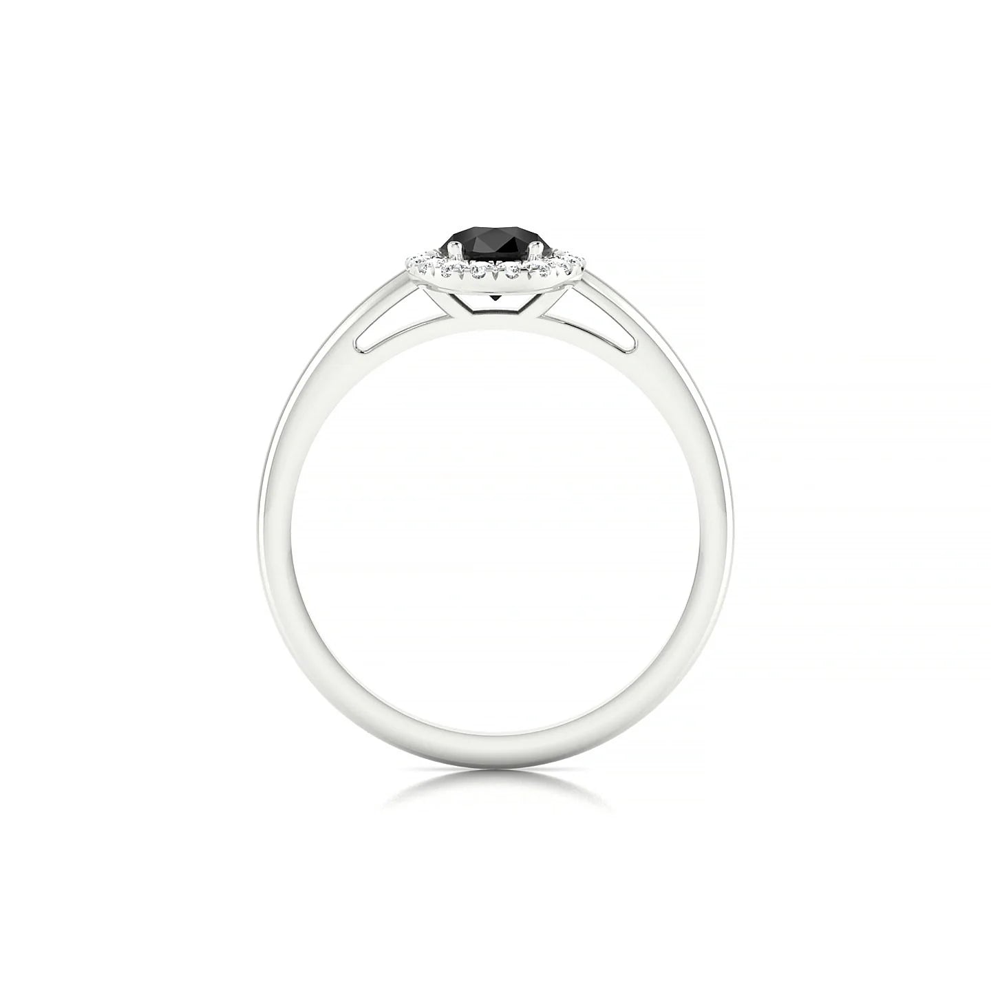 Solar | 18k White Gold 7 x 5 mm Pear Black Diamond Ring