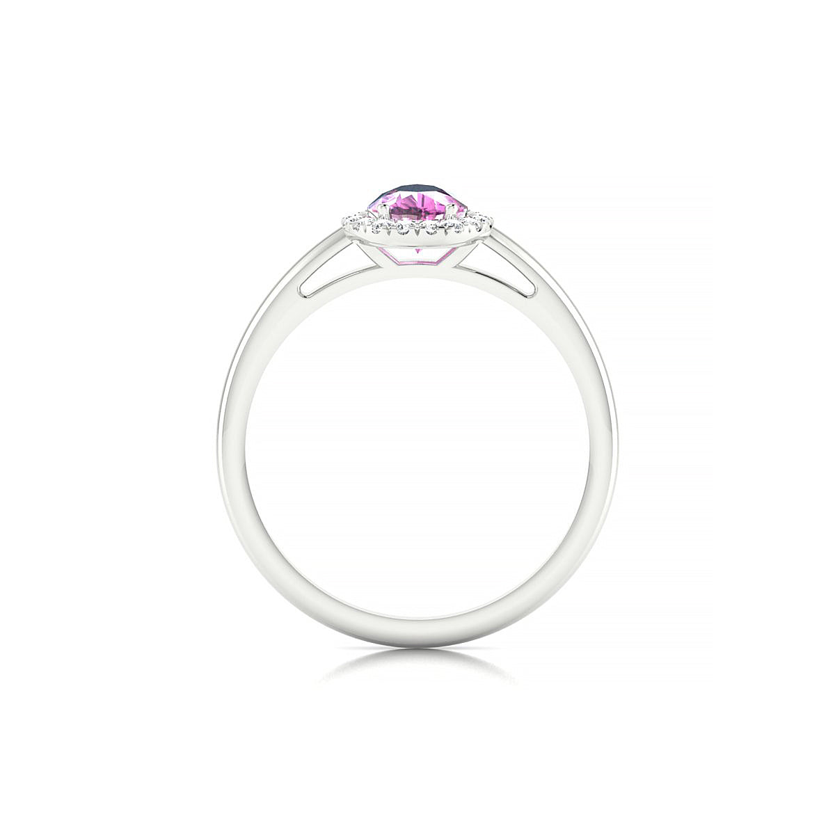 Solar | 18k White Gold 7 x 5 mm Pear Pink Sapphire Ring