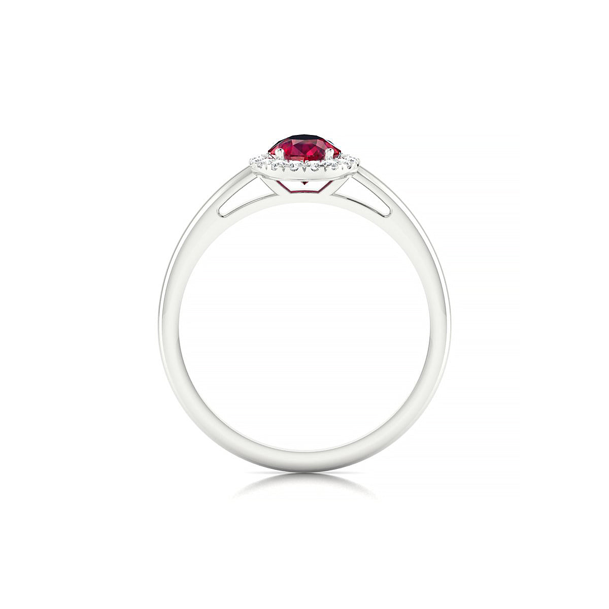 Solar | 18k White Gold 7 x 5 mm Pear Ruby Ring