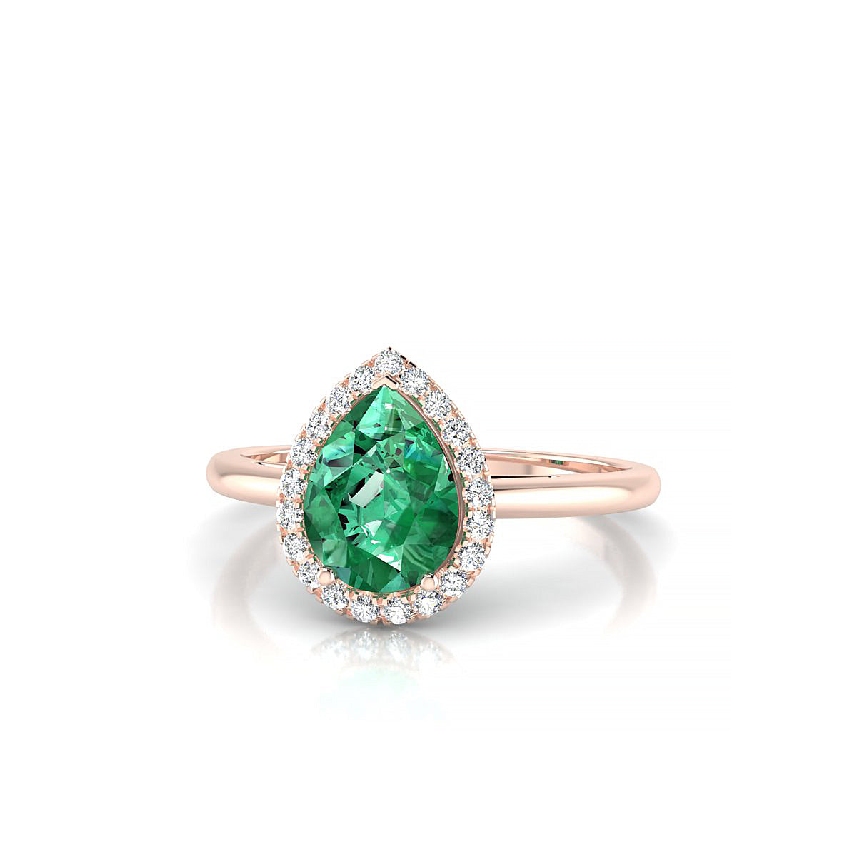 Solar | 18k Rose Gold 8 x 6 mm Pear Emerald Ring