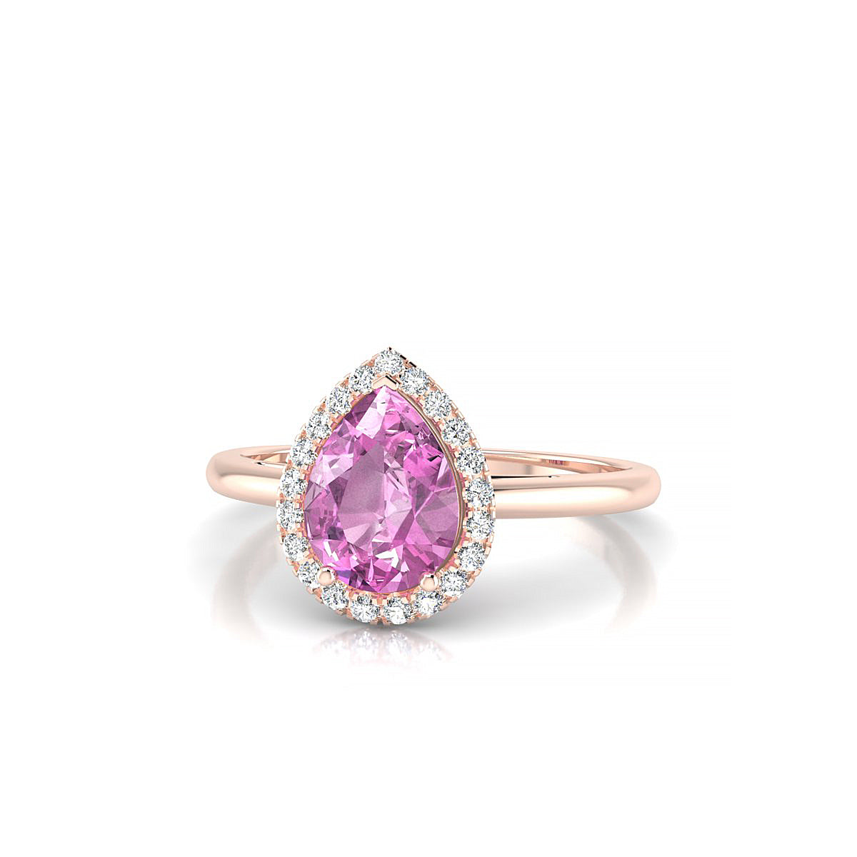 Solar | 18k Rose Gold 8 x 6 mm Pear Pink Sapphire Ring