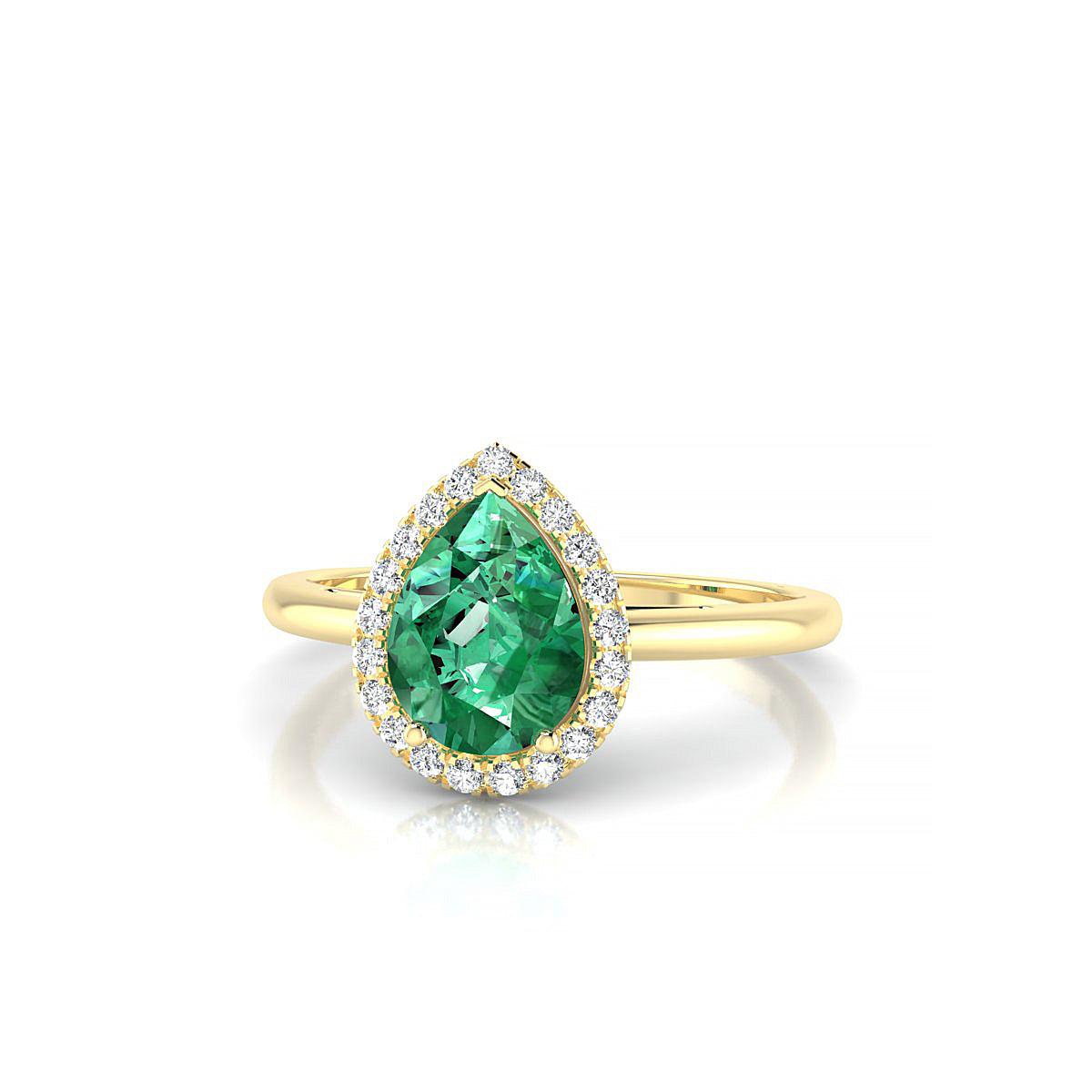 Solar | 18k Yellow Gold 8 x 6 mm Pear Emerald Ring