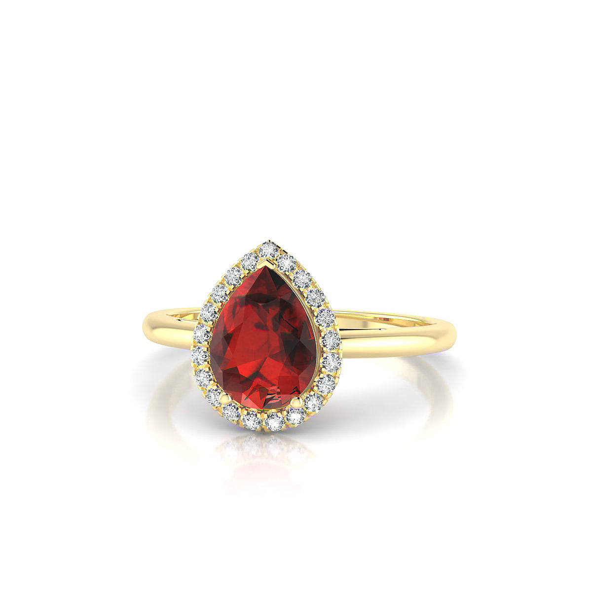 Solar | 18k Yellow Gold 8 x 6 mm Pear Garnet Ring