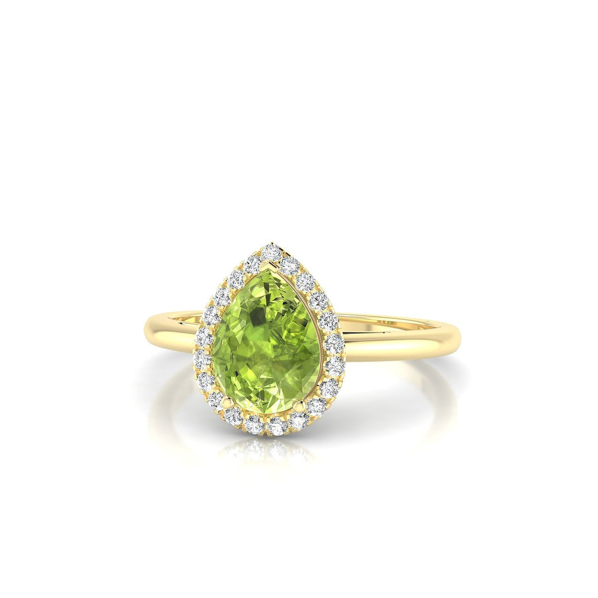 Solar | 18k Yellow Gold 8 x 6 mm Pear Peridot Ring