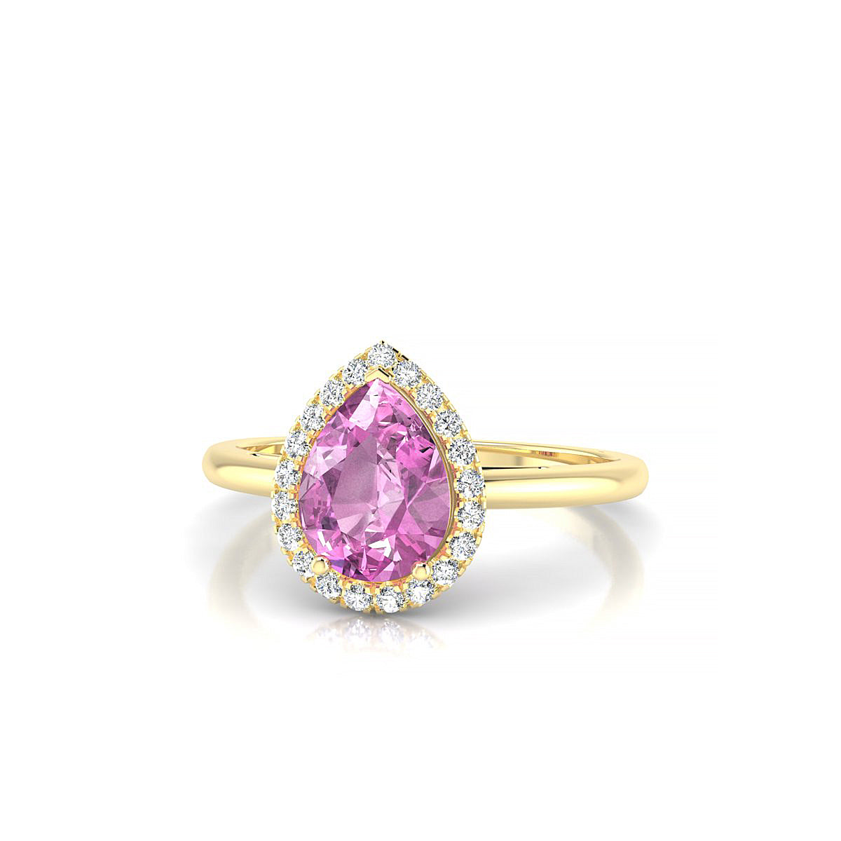 Solar | 18k Yellow Gold 8 x 6 mm Pear Pink Sapphire Ring