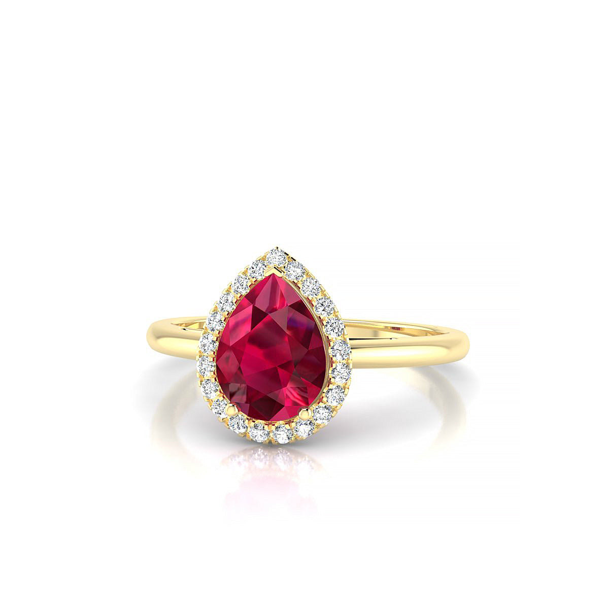 Solar | 18k Yellow Gold 8 x 6 mm Pear Ruby Ring