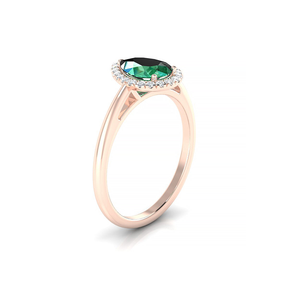 Solar | 18k Rose Gold 8 x 6 mm Pear Emerald Ring