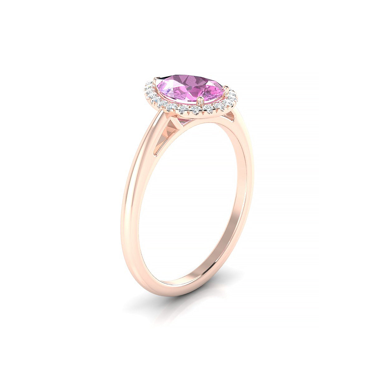 Solar | 18k Rose Gold 8 x 6 mm Pear Pink Sapphire Ring