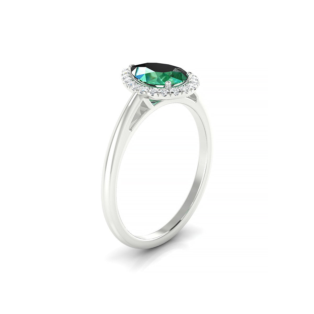 Solar | 18k White Gold 8 x 6 mm Pear Emerald Ring
