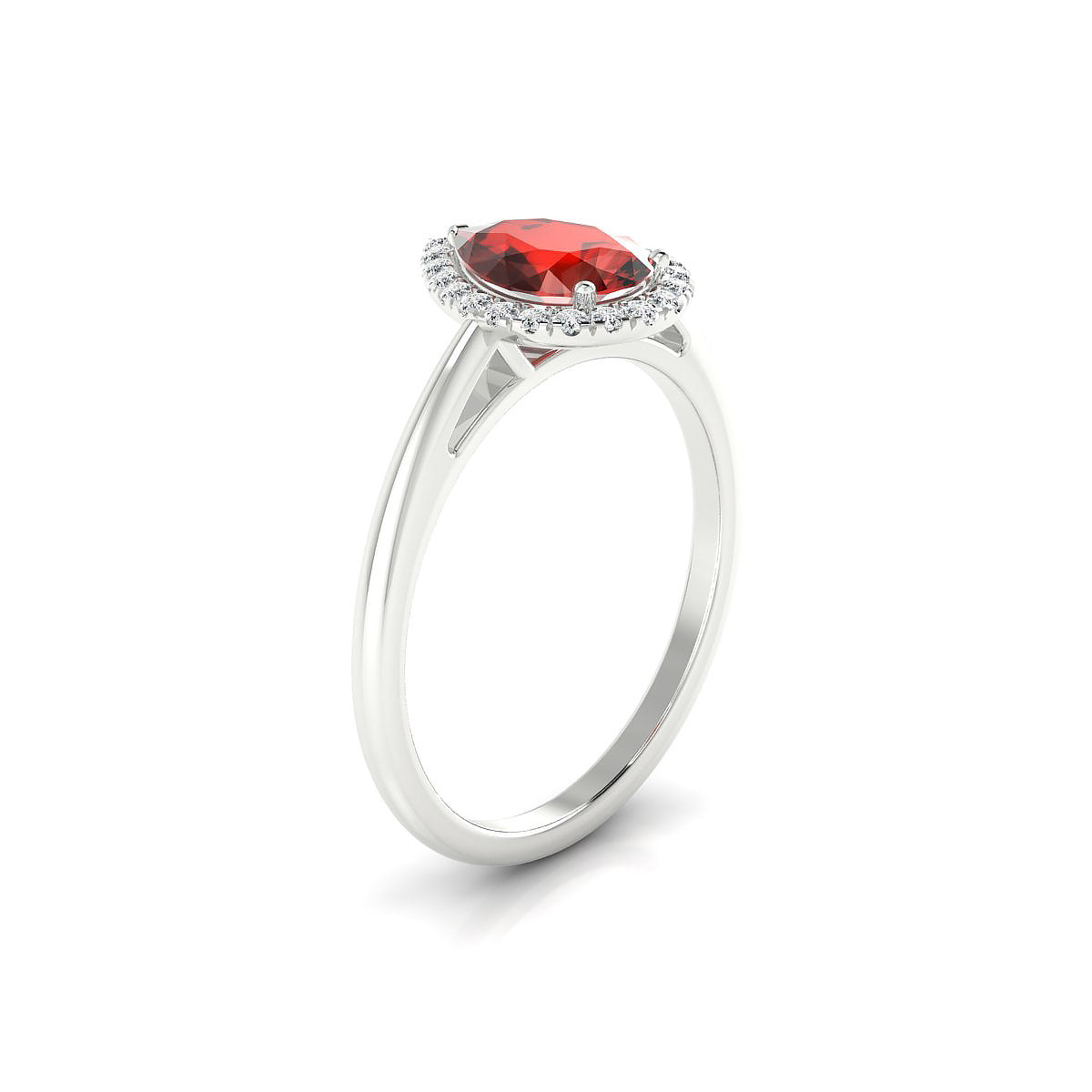 Solar | 18k White Gold 8 x 6 mm Pear Garnet Ring