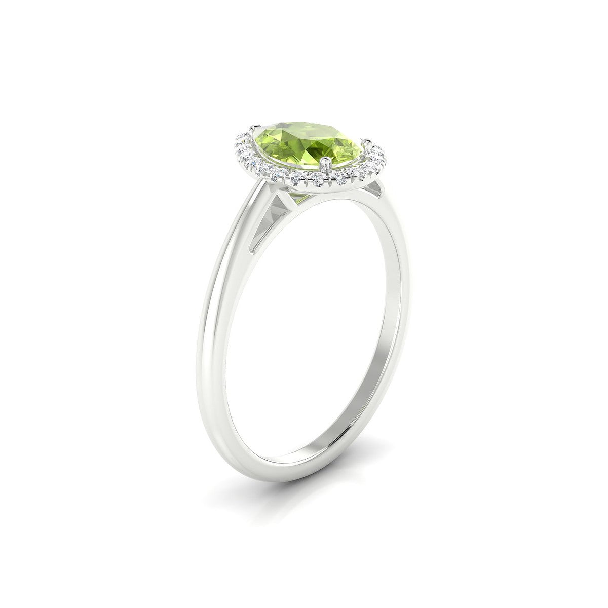 Solar | 18k White Gold 8 x 6 mm Pear Peridot Ring