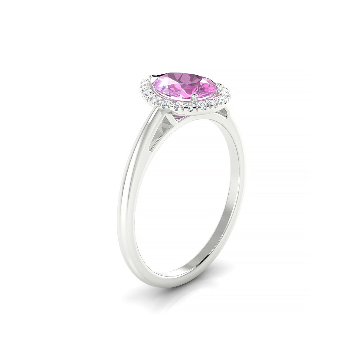 Solar | 18k White Gold 8 x 6 mm Pear Pink Sapphire Ring