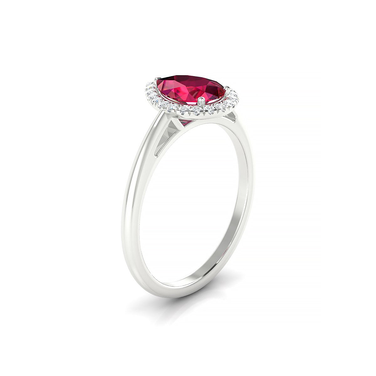Solar | 18k White Gold 8 x 6 mm Pear Ruby Ring