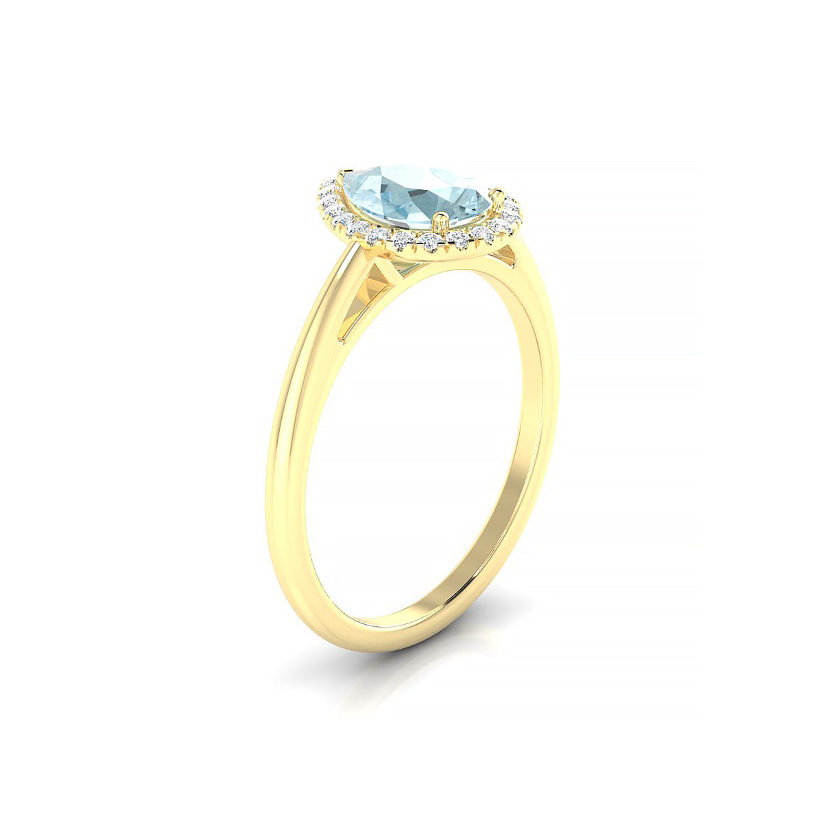 Solar | 18k Yellow Gold 8 x 6 mm Pear Aquamarine Ring