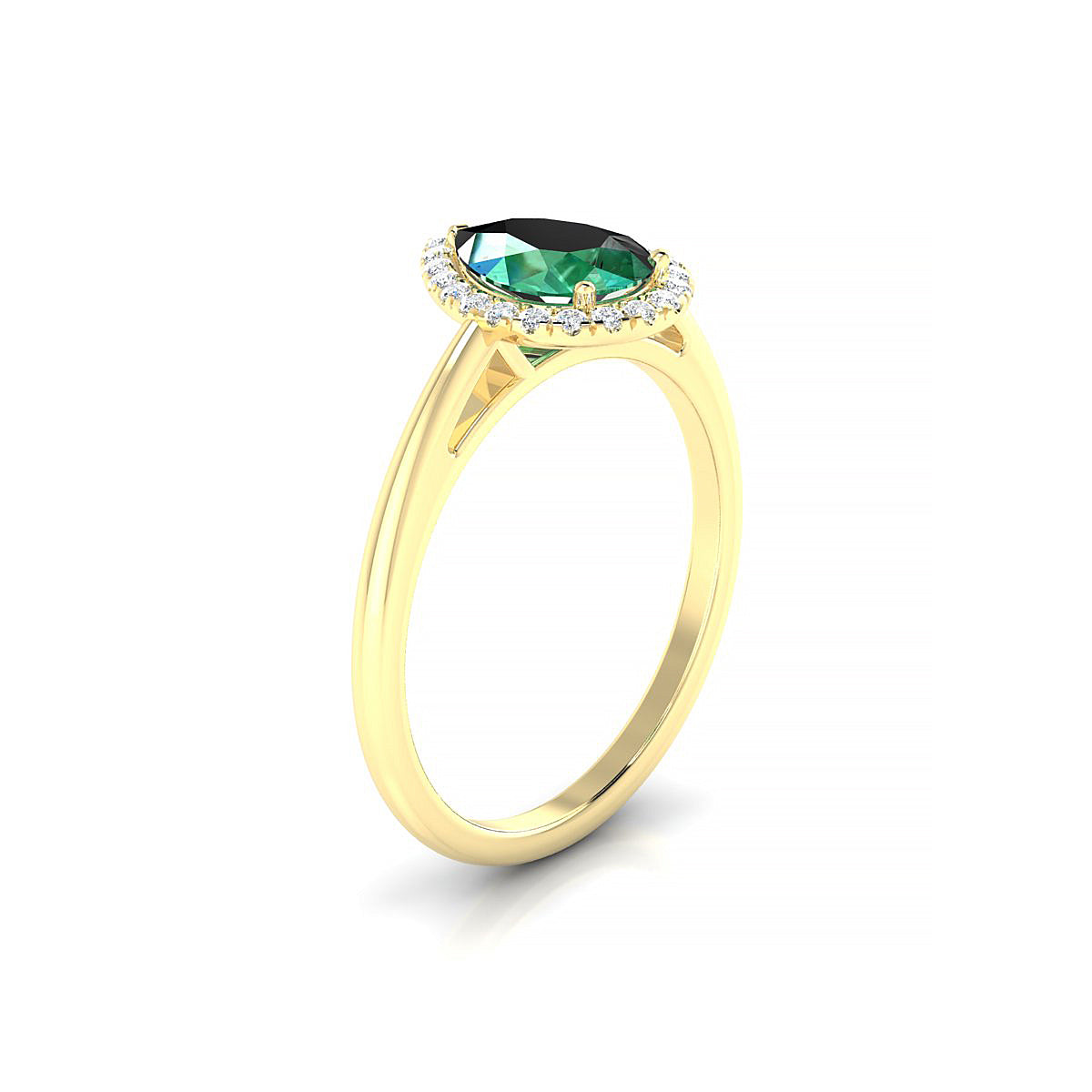 Solar | 18k Yellow Gold 8 x 6 mm Pear Emerald Ring