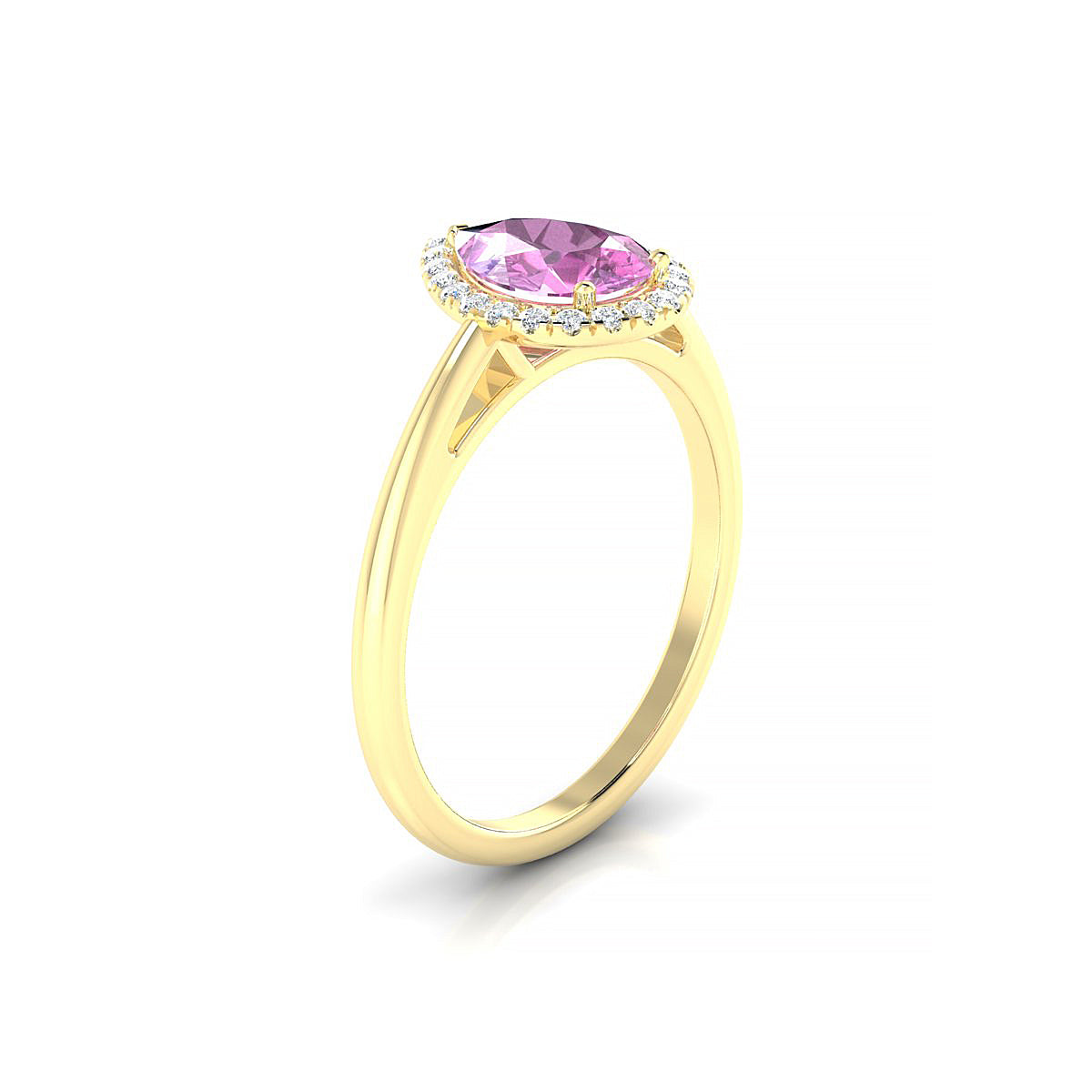 Solar | 18k Yellow Gold 8 x 6 mm Pear Pink Sapphire Ring