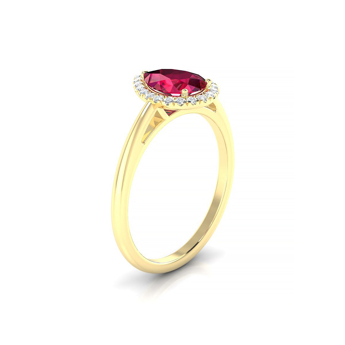 Solar | 18k Yellow Gold 8 x 6 mm Pear Ruby Ring
