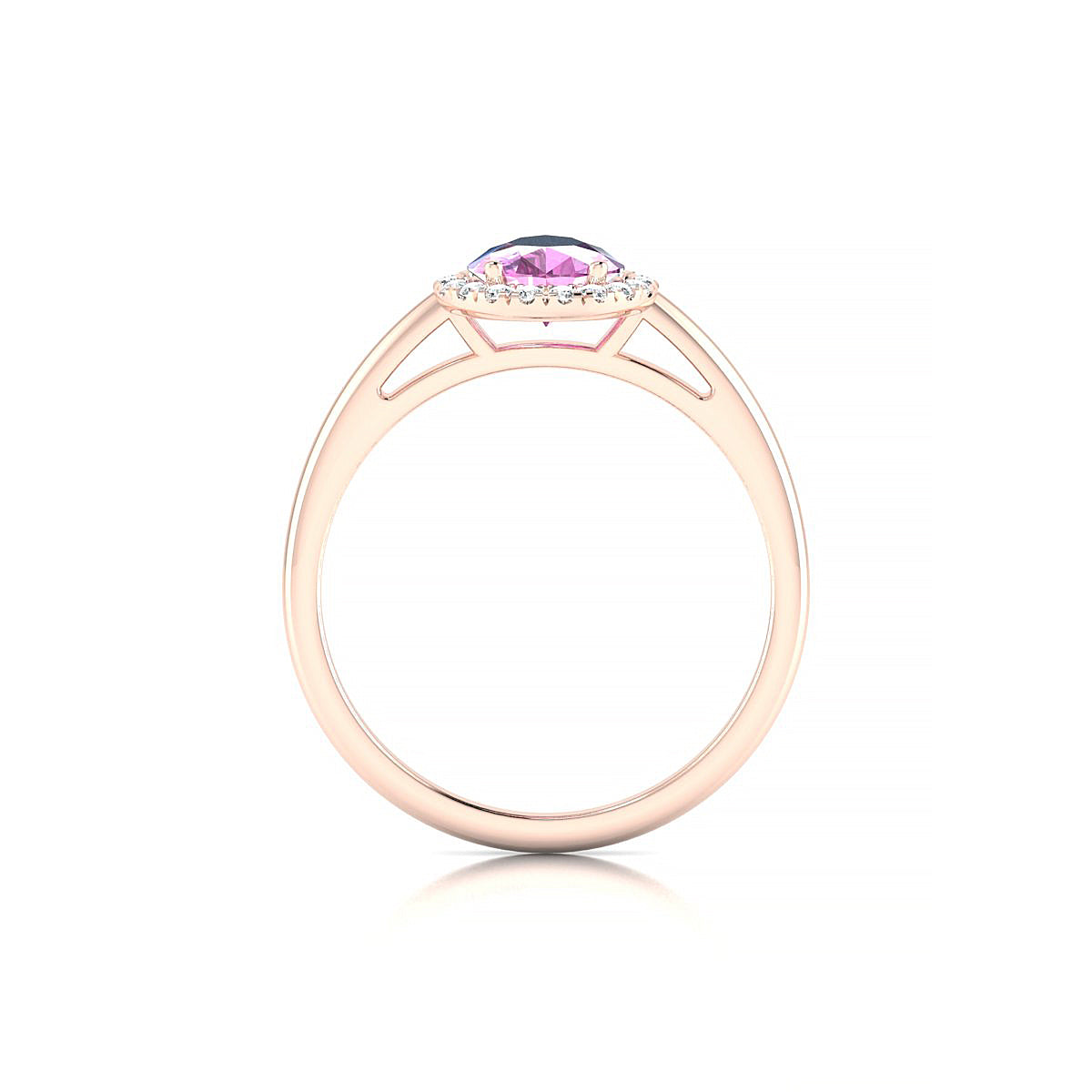 Solar | 18k Rose Gold 8 x 6 mm Pear Pink Sapphire Ring