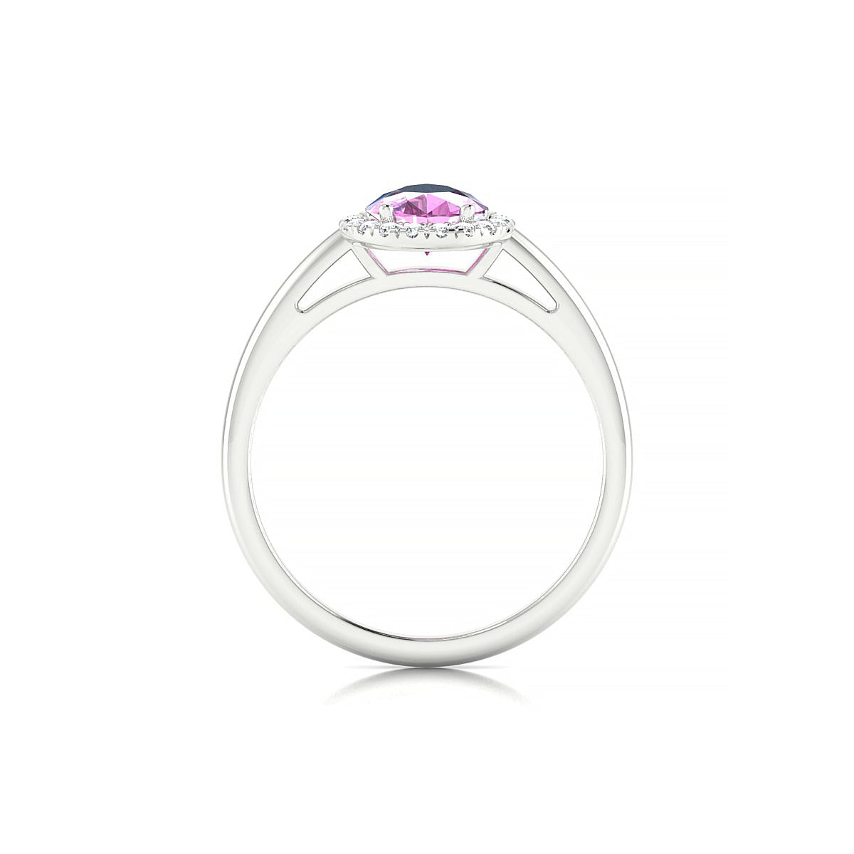 Solar | 18k White Gold 8 x 6 mm Pear Pink Sapphire Ring