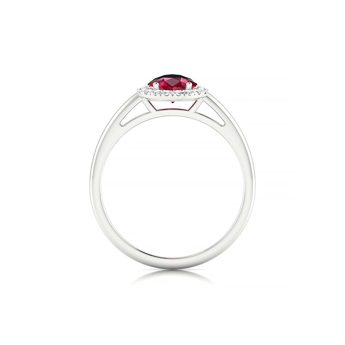 Solar | 18k White Gold 8 x 6 mm Pear Ruby Ring
