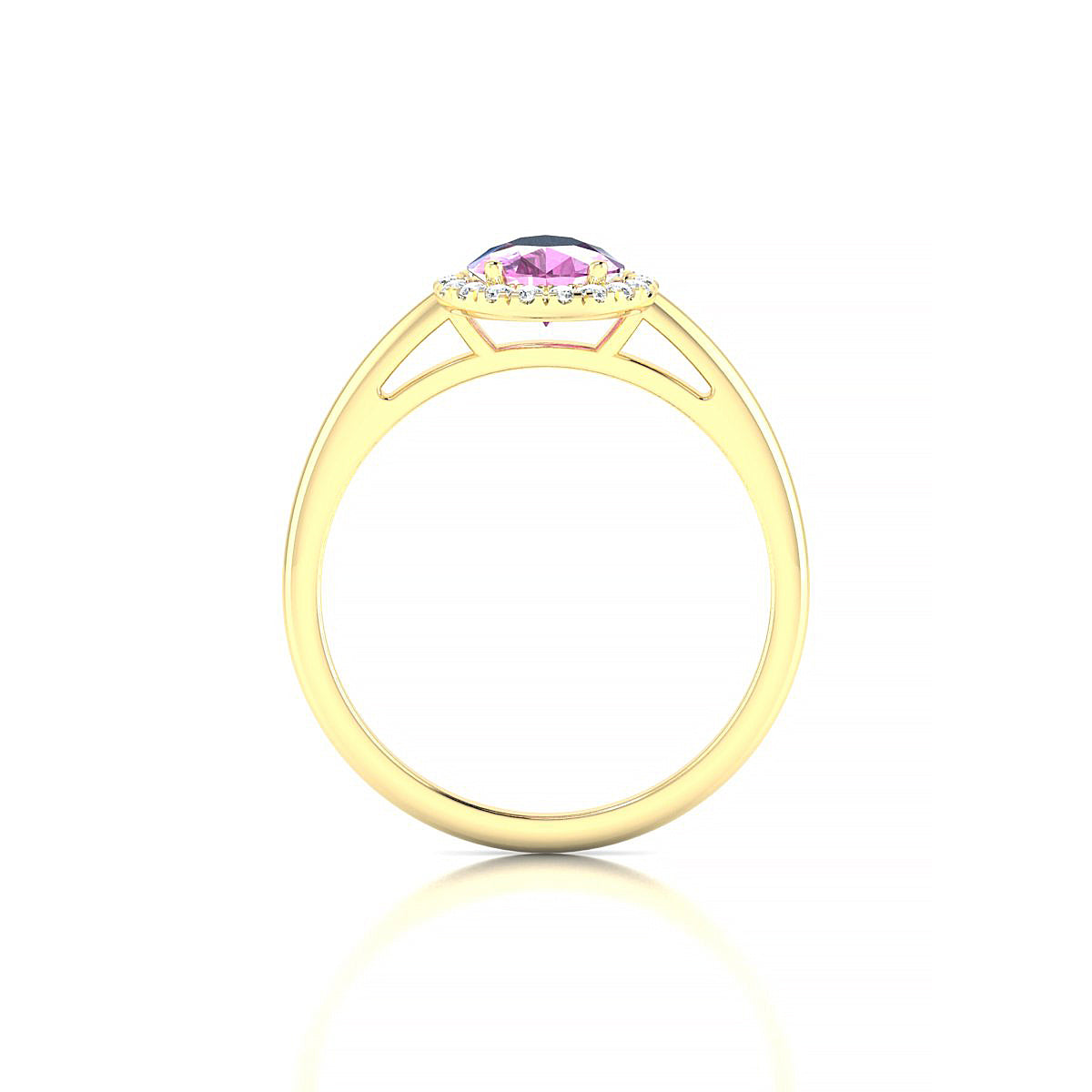 Solar | 18k Yellow Gold 8 x 6 mm Pear Pink Sapphire Ring
