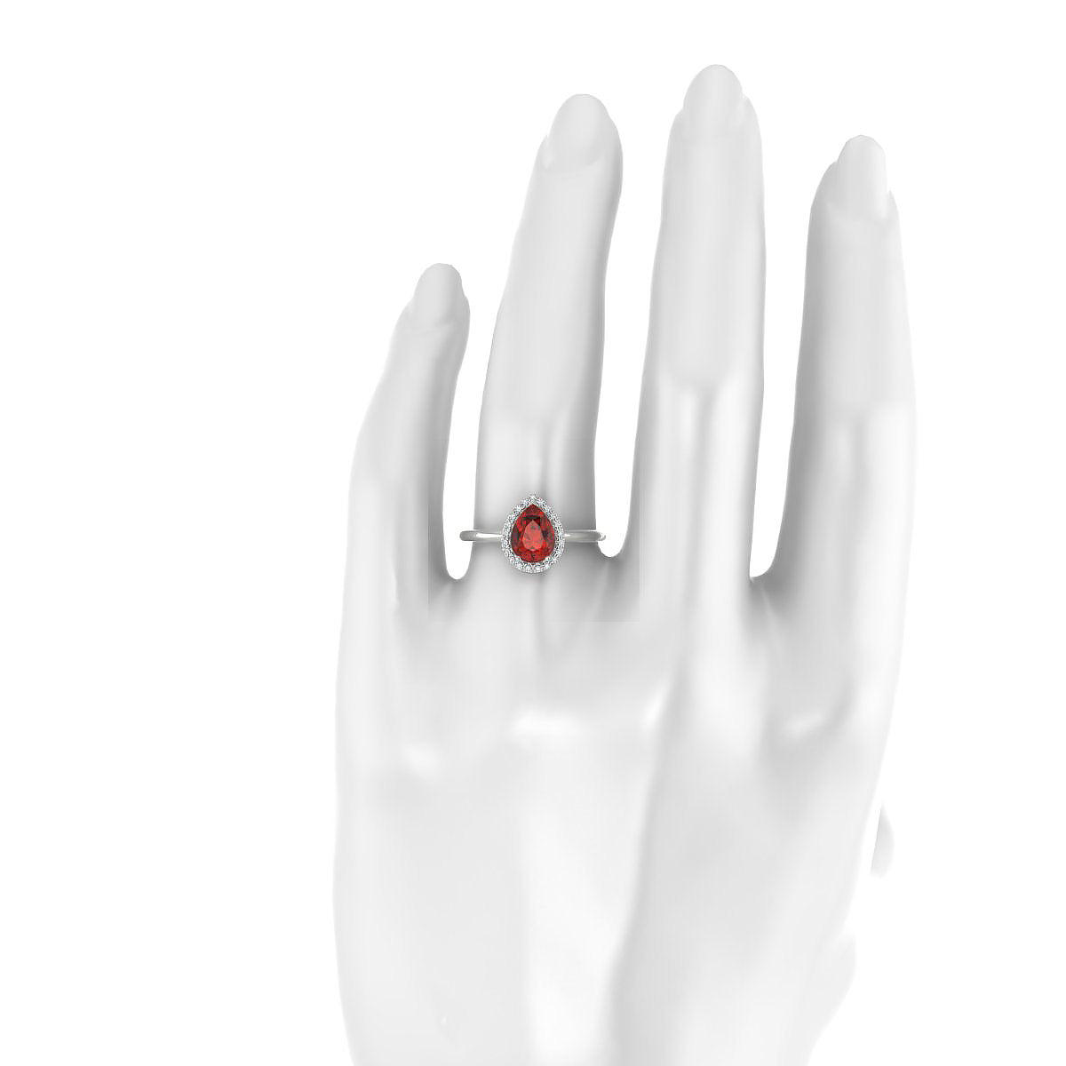 Solar | 18k White Gold 8 x 6 mm Pear Garnet Ring