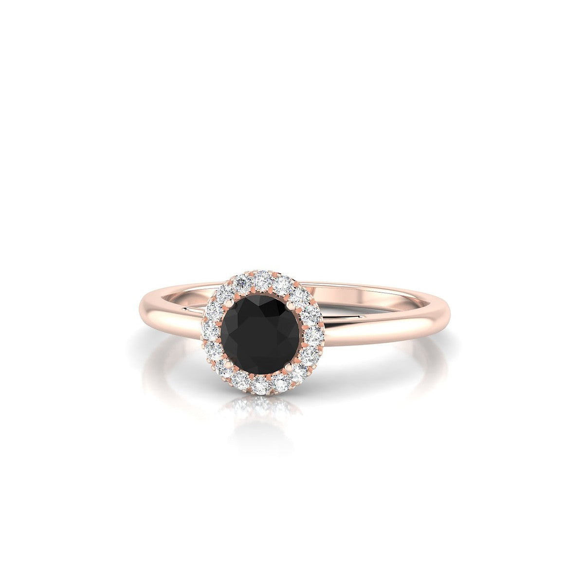 Solar | 18k Rose Gold 4.5 mm Round Black Diamond Ring