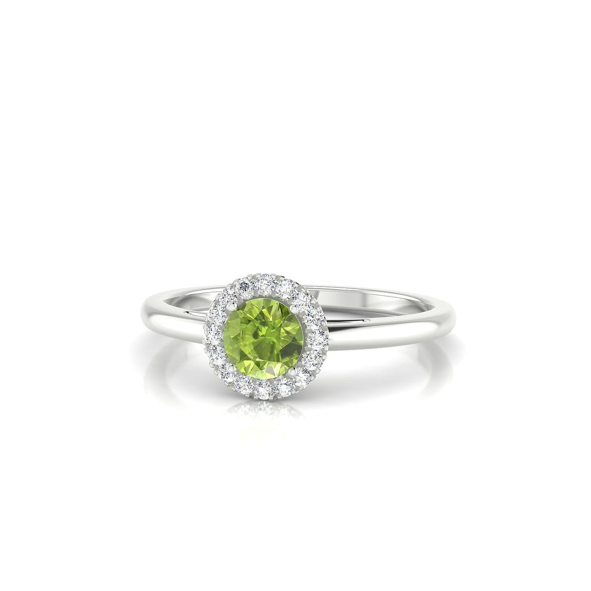 Solar | 18k White Gold 4.5 mm Round Peridot Ring