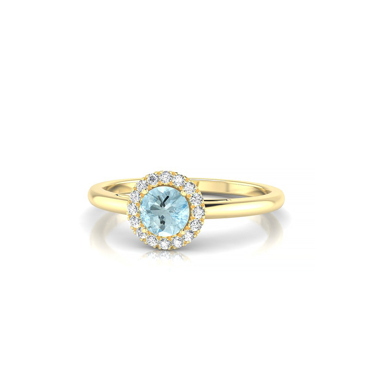 Solar | 18k Yellow Gold 4.5 mm Round Aquamarine Ring