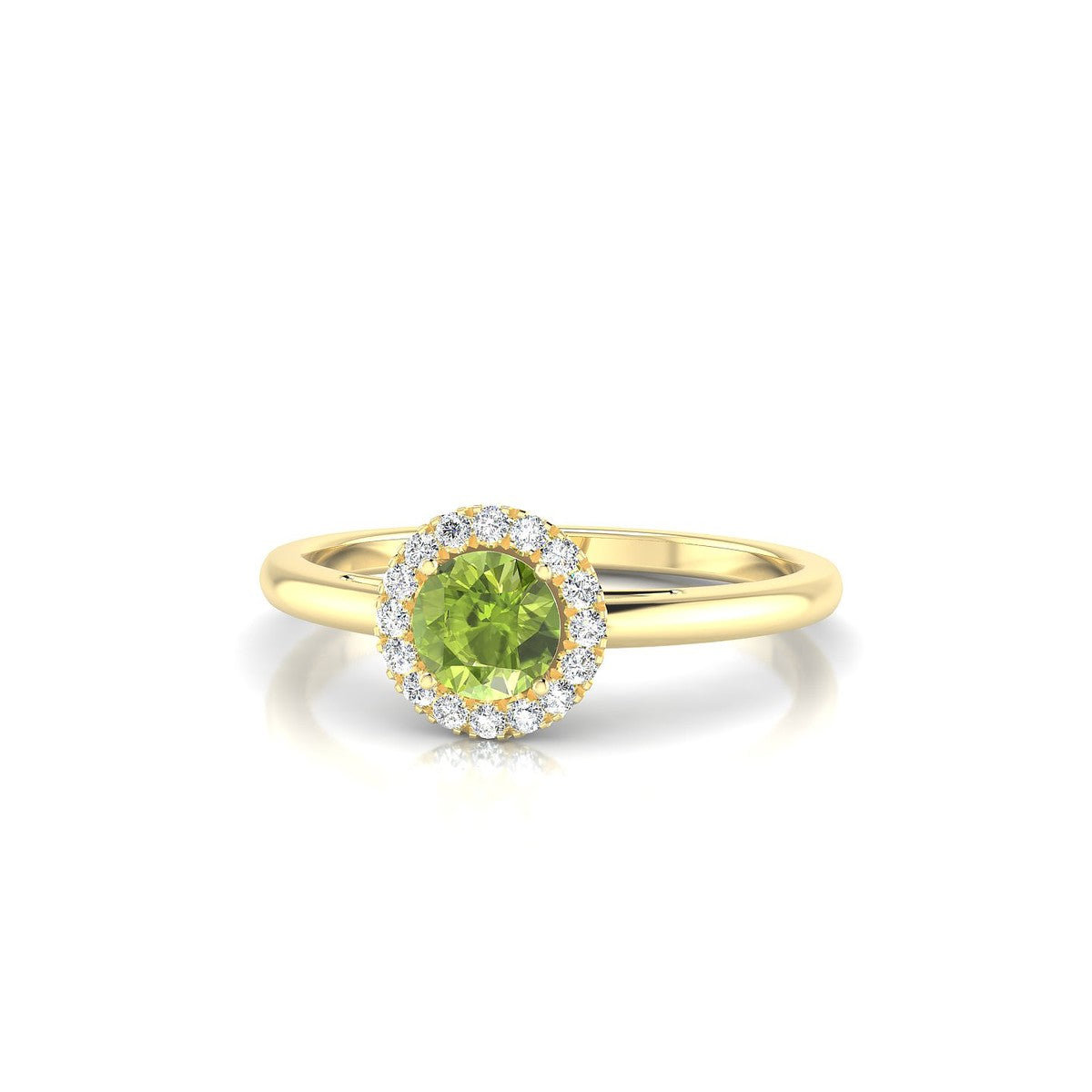 Solar | 18k Yellow Gold 4.5 mm Round Peridot Ring