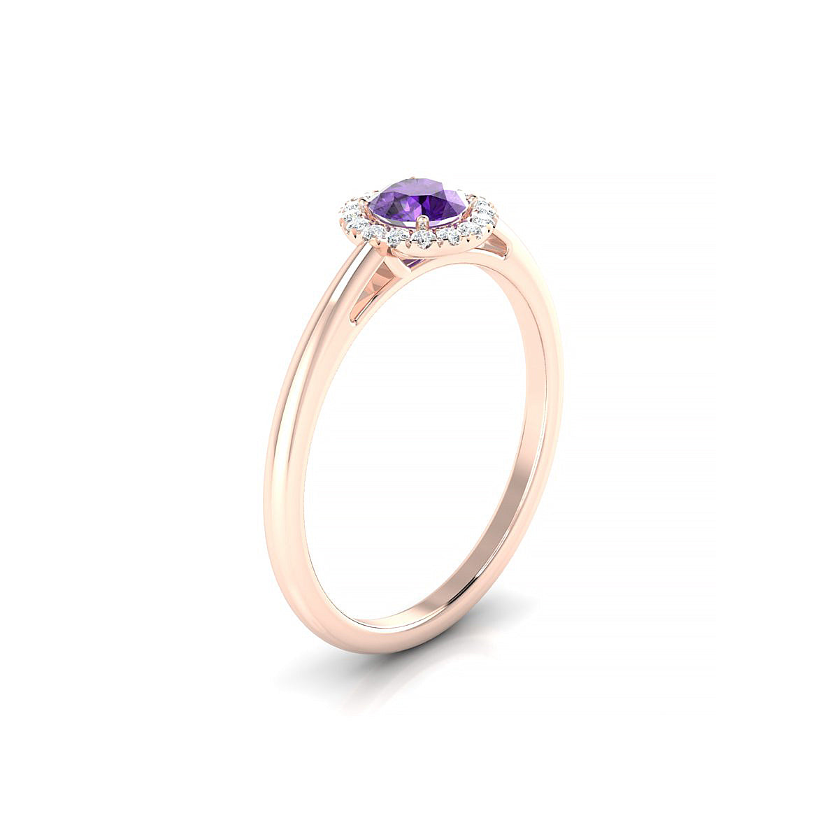Solar | 18k Rose Gold 4.5 mm Round Amethyst Ring