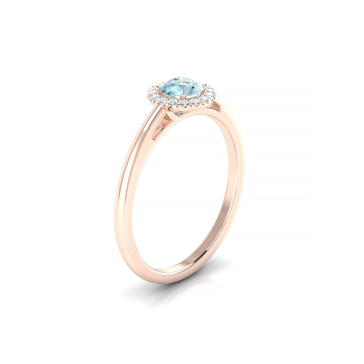 Solar | 18k Rose Gold 4.5 mm Round Aquamarine Ring