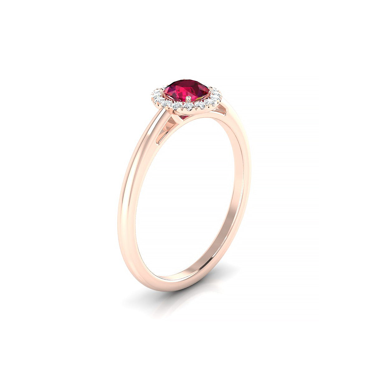 Solar | 18k Rose Gold 4.5 mm Round Ruby Ring