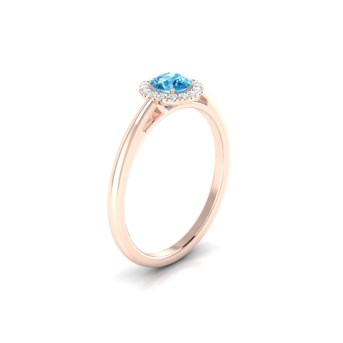 Solar | 18k Rose Gold 4.5 mm Round Topaz Ring