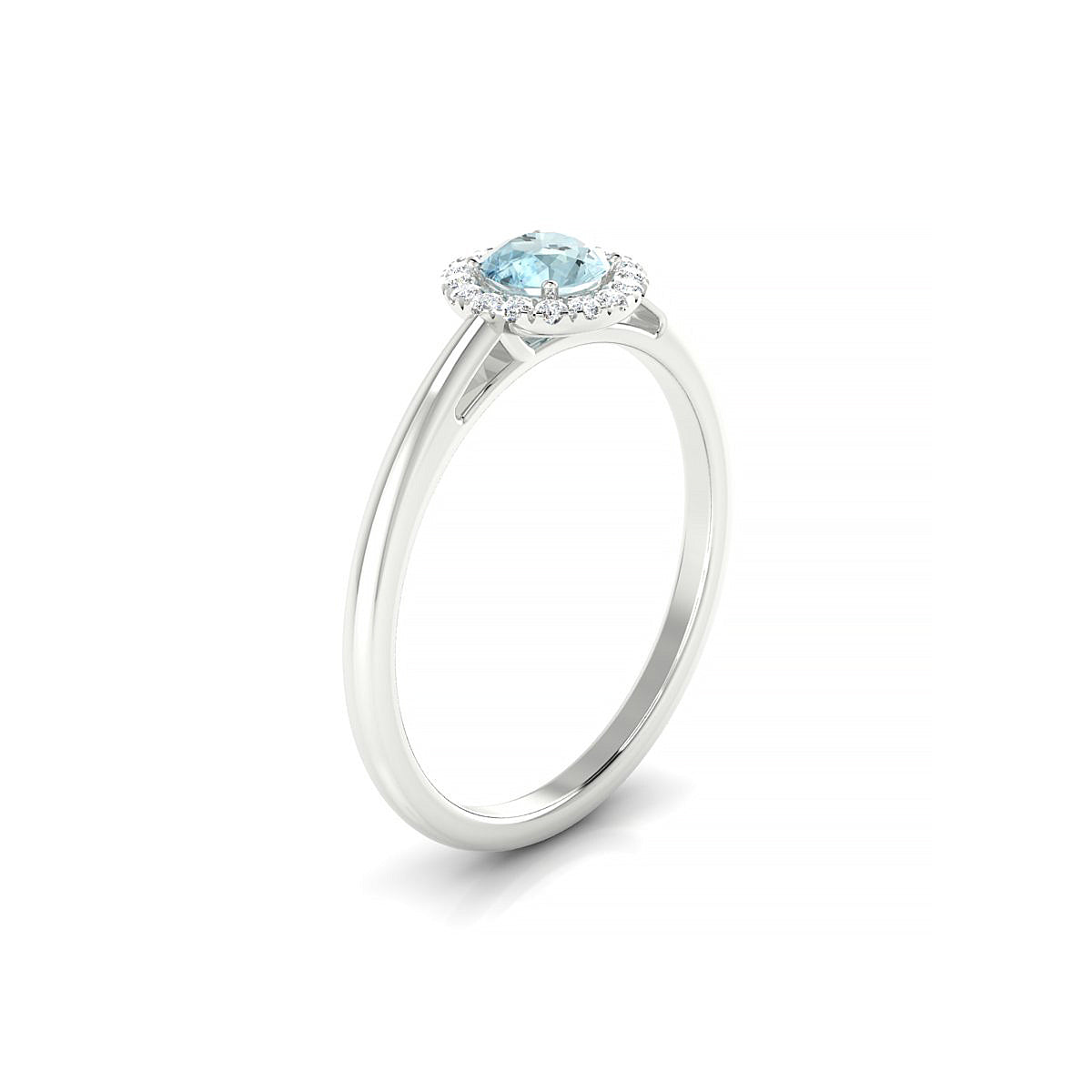 Solar | 18k White Gold 4.5 mm Round Aquamarine Ring
