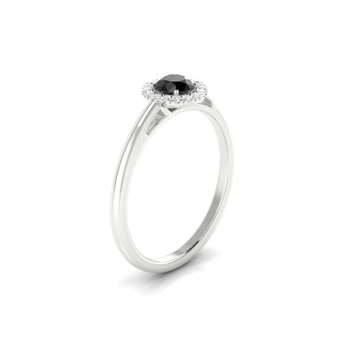 Solar | 18k White Gold 4.5 mm Round Black Diamond Ring