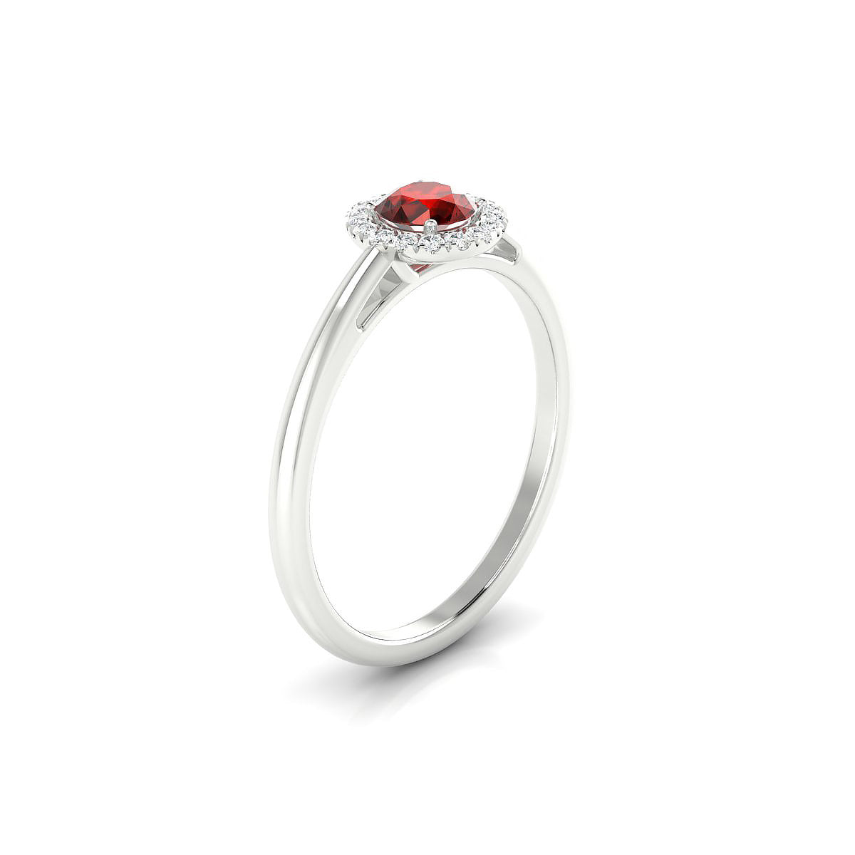 Solar | 18k White Gold 4.5 mm Round Garnet Ring