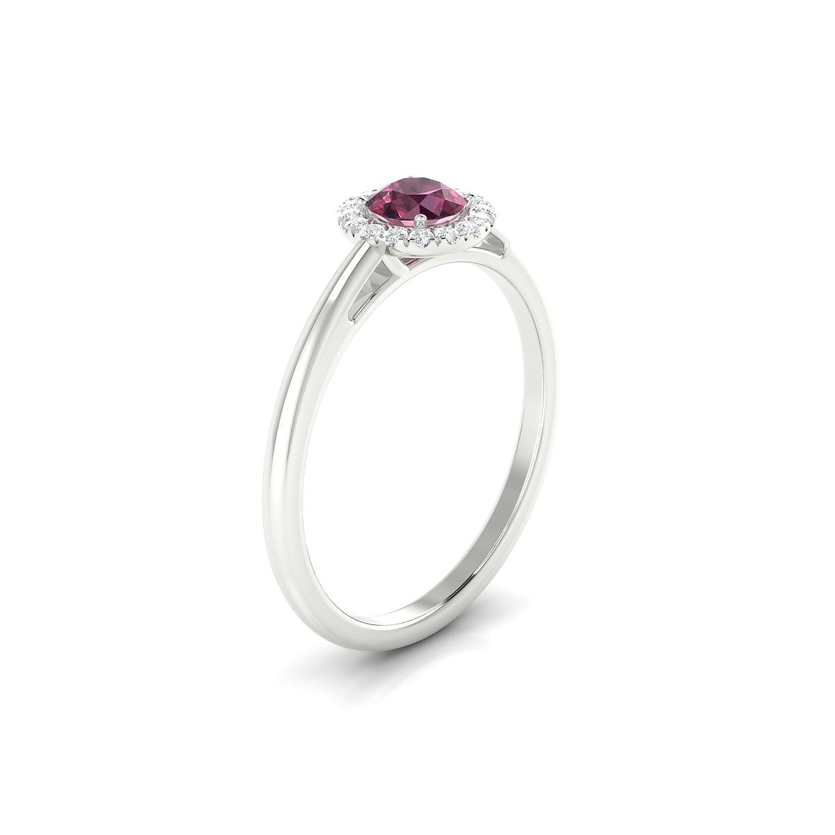 Solar | 18k White Gold 4.5 mm Round Rhodolite Ring