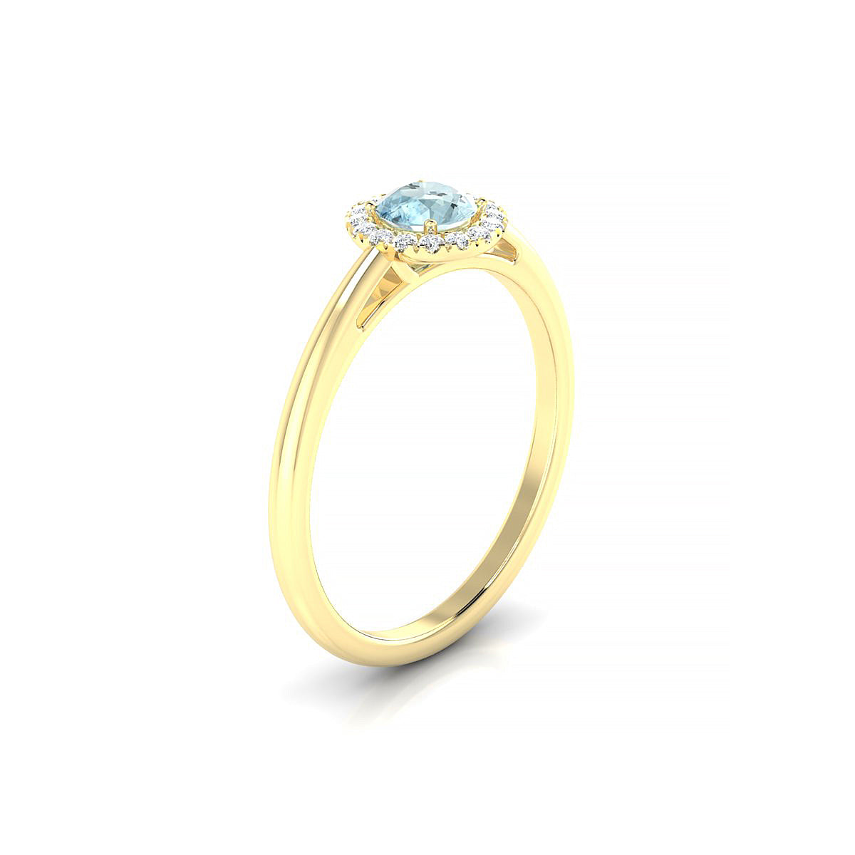 Solar | 18k Yellow Gold 4.5 mm Round Aquamarine Ring
