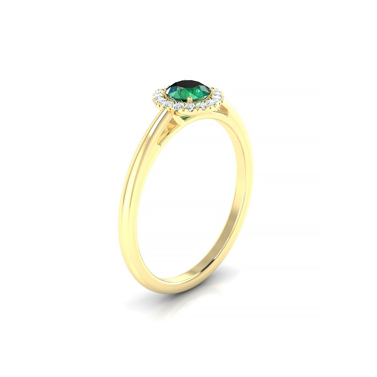 Solar | 18k Yellow Gold 4.5 mm Round Emerald Ring