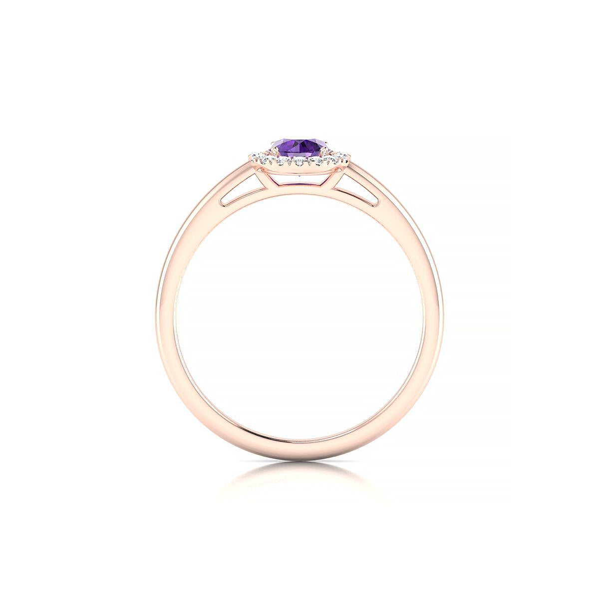 Solar | 18k Rose Gold 4.5 mm Round Amethyst Ring