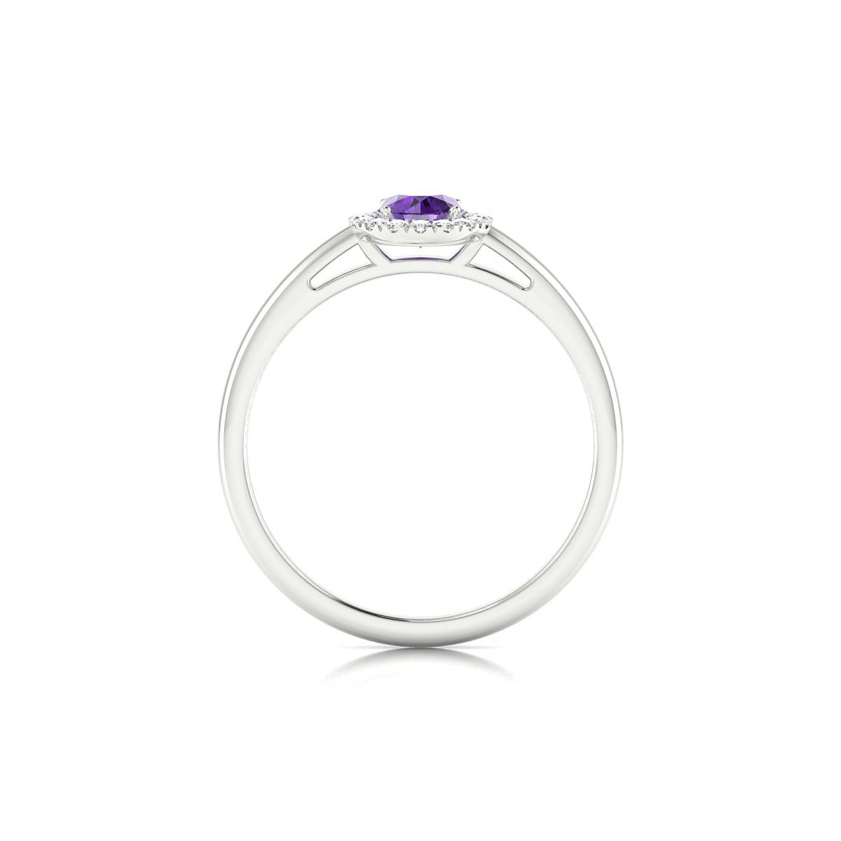 Solar | 18k White Gold 4.5 mm Round Amethyst Ring