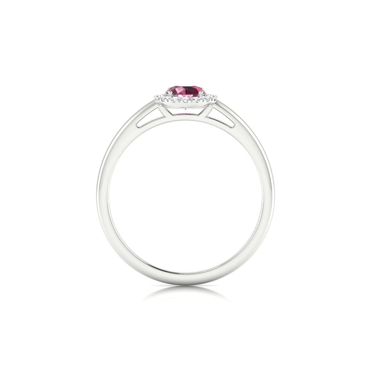 Solar | 18k White Gold 4.5 mm Round Rhodolite Ring