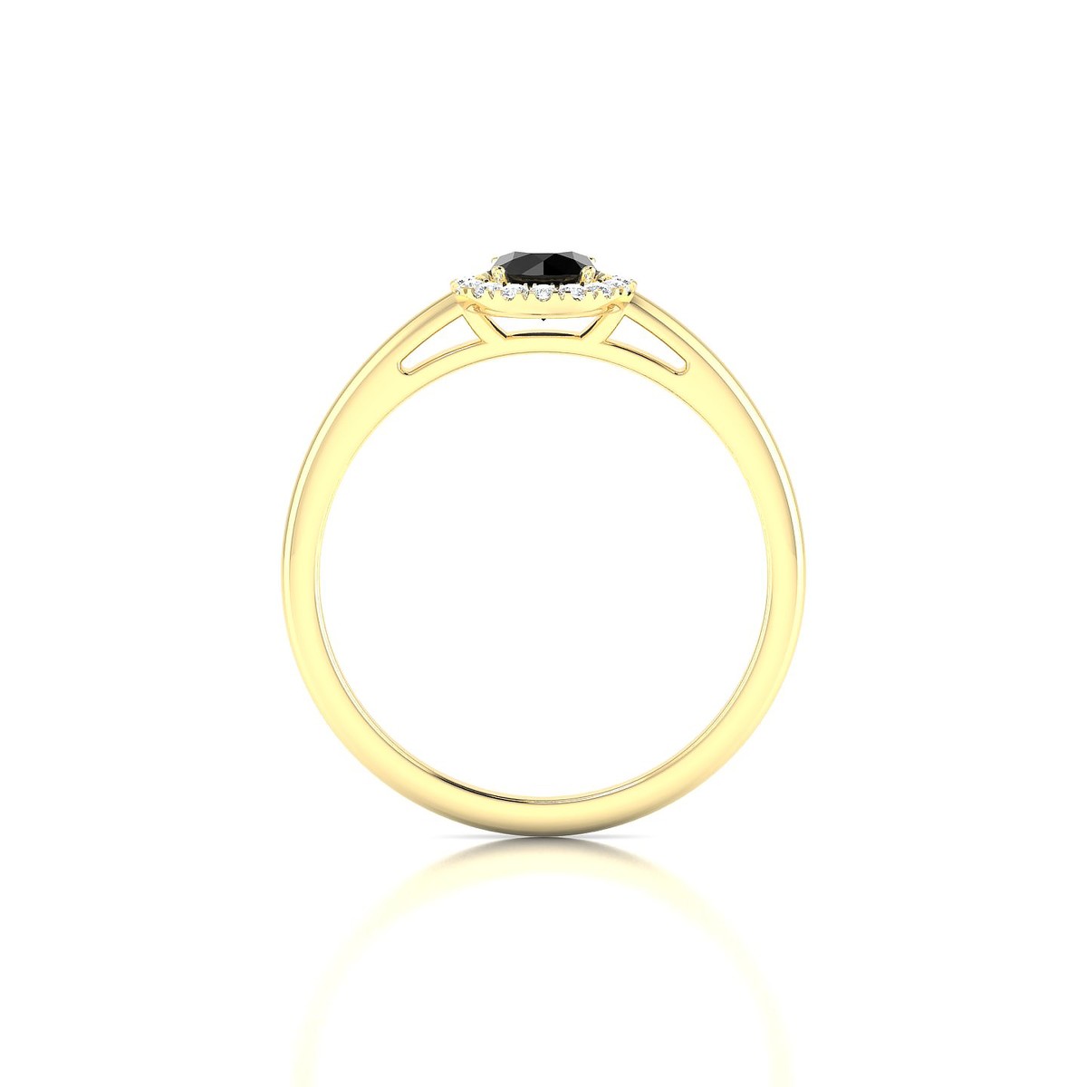Solar | 18k Yellow Gold 4.5 mm Round Black Diamond Ring