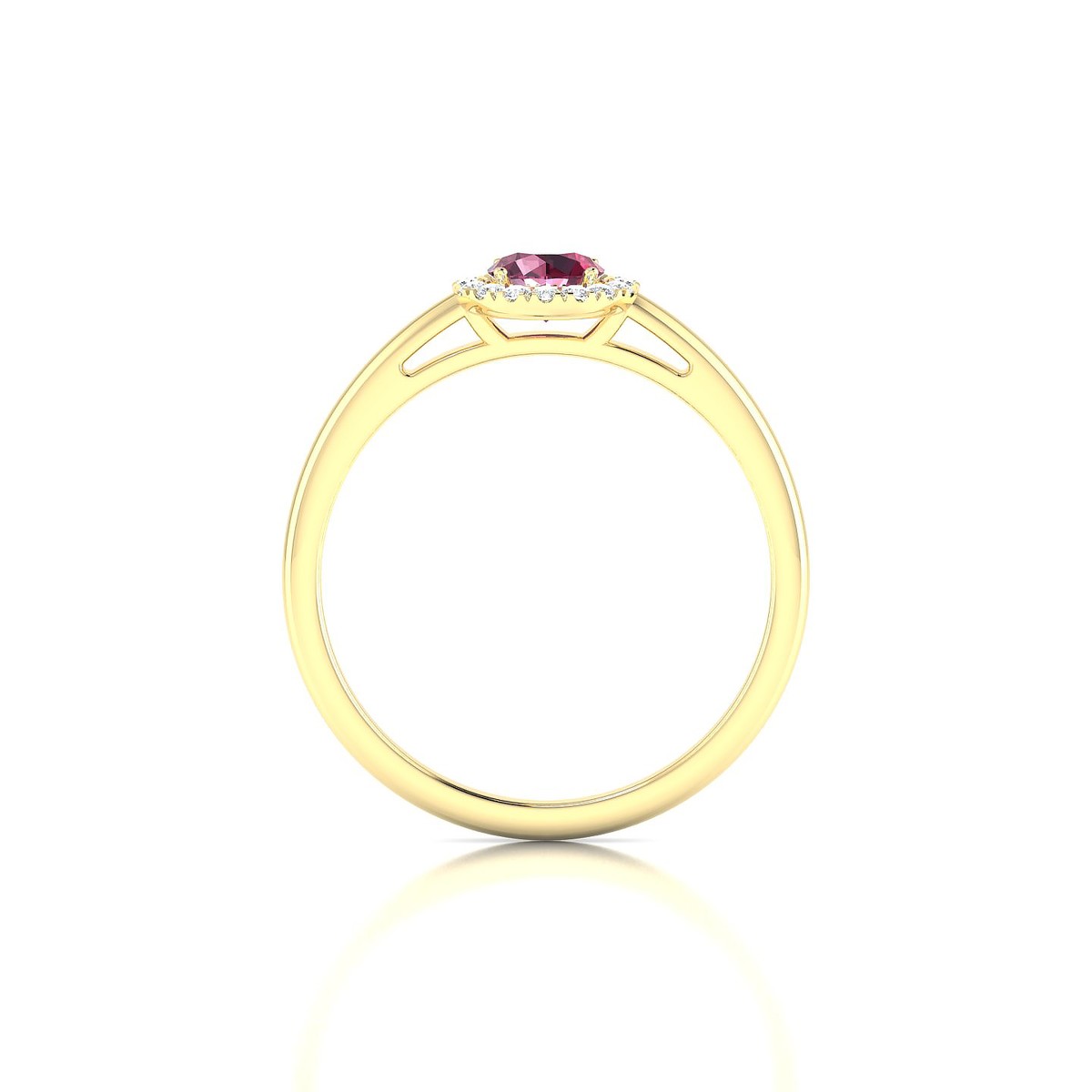 Solar | 18k Yellow Gold 4.5 mm Round Rhodolite Ring