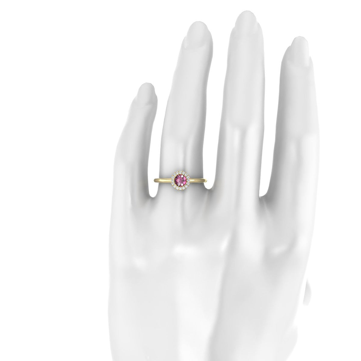 Solar | 18k Yellow Gold 4.5 mm Round Rhodolite Ring