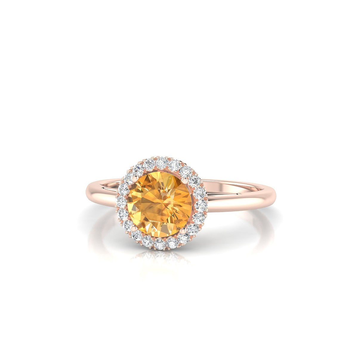 Solar | 18k Rose Gold 6 mm Round Citrine Ring
