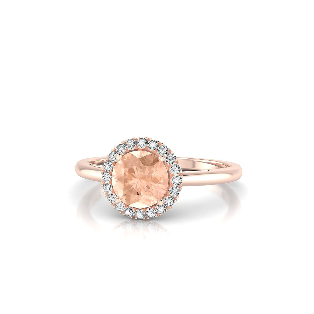 Solar | 18k Rose Gold 6 mm Round Morganite Ring