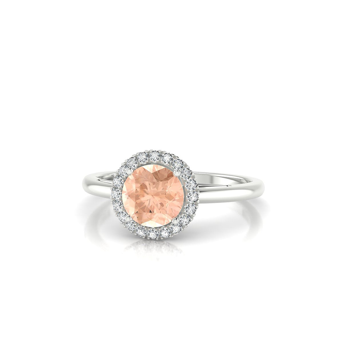 Solar | 18k White Gold 6 mm Round Morganite Ring